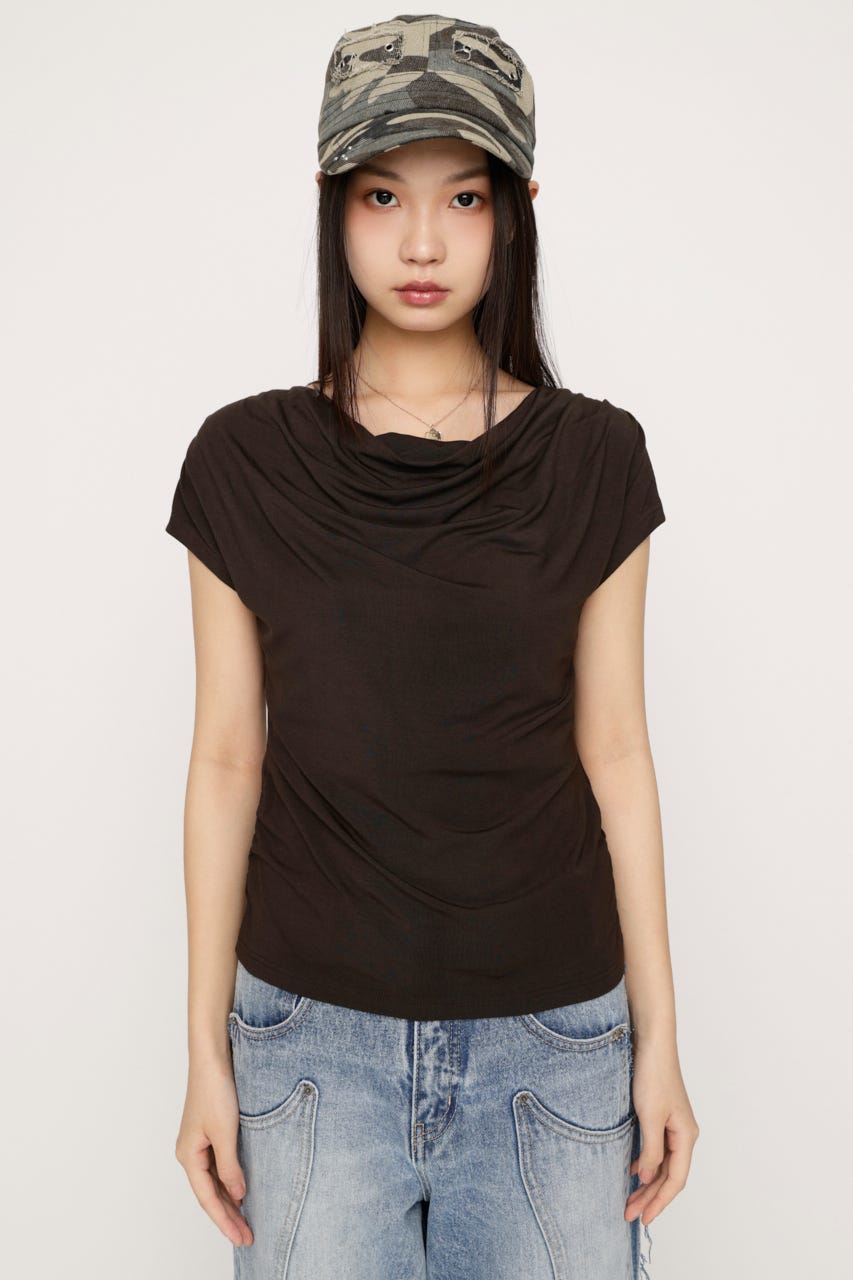 DRAPE NECK CUT トップス BRN FREE