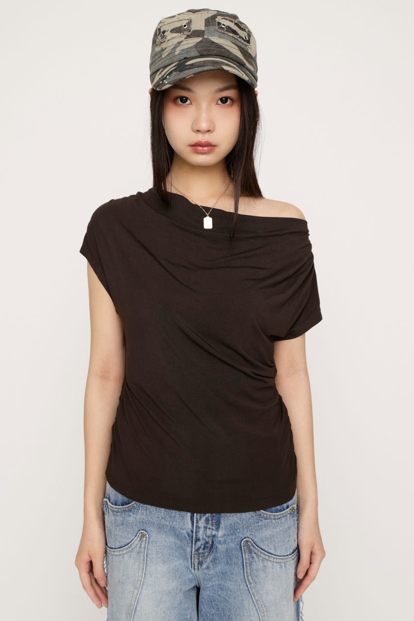 DRAPE NECK CUT トップス BRN FREE