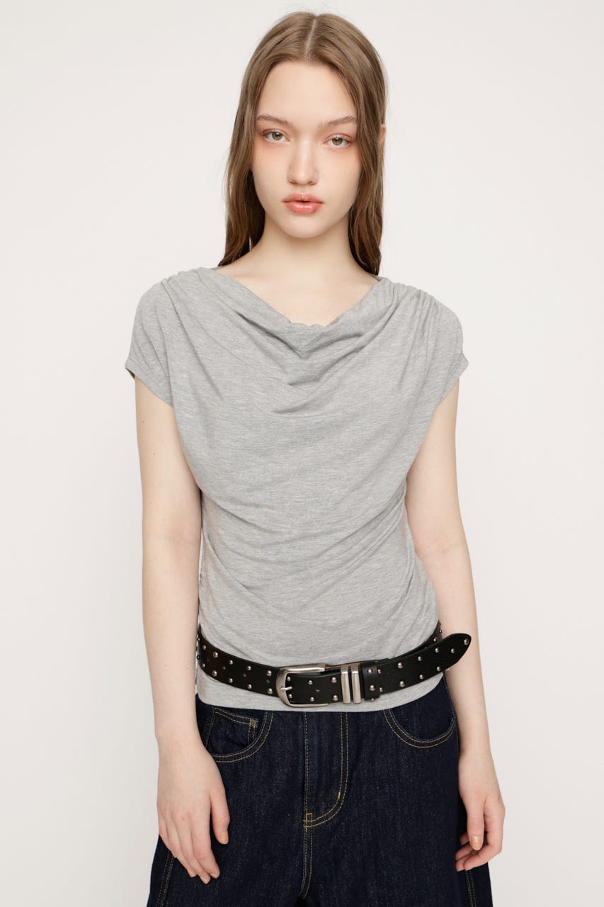 DRAPE NECK CUT トップス T.GRY FREE