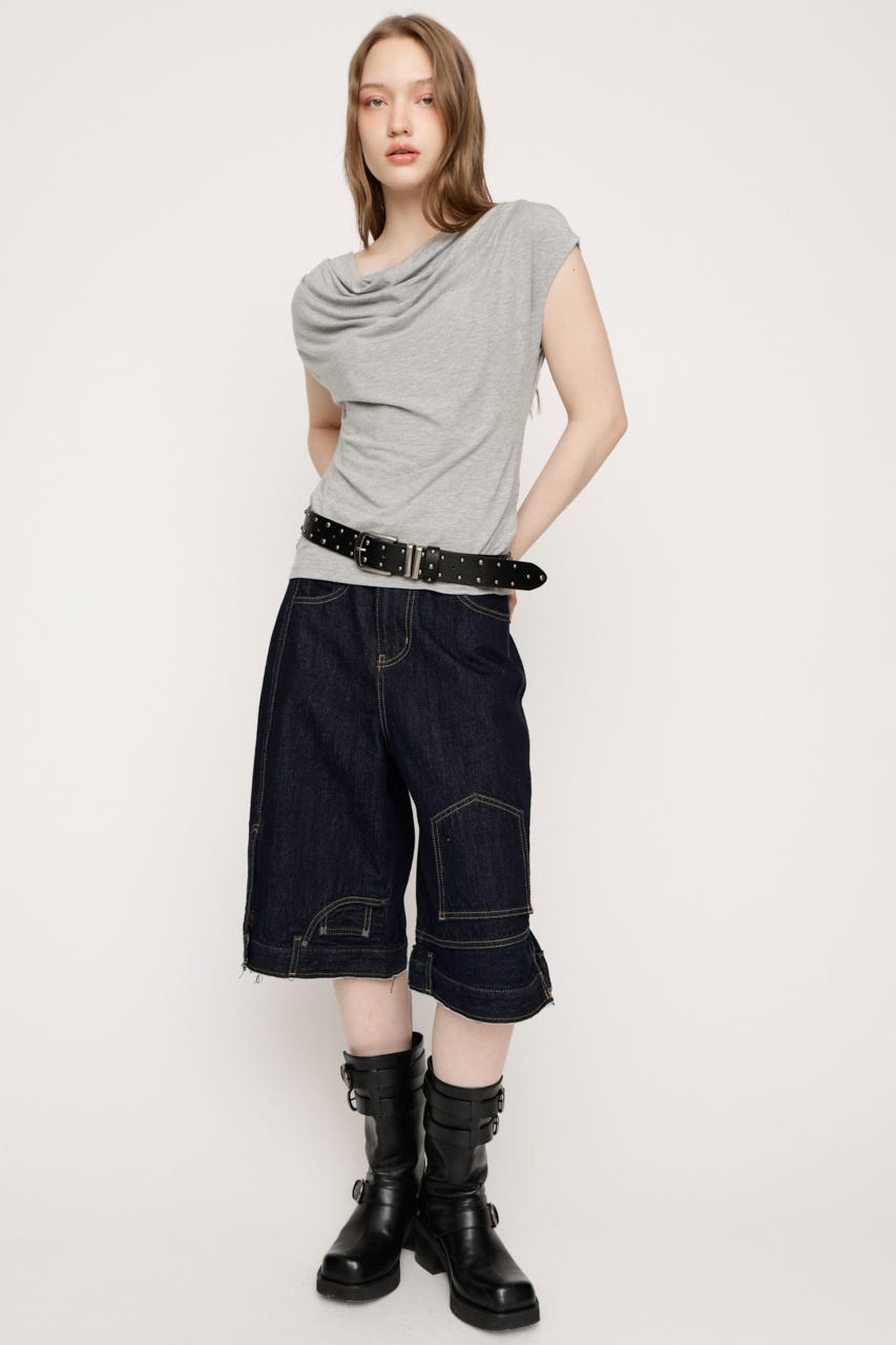 DRAPE NECK CUT トップス T.GRY FREE