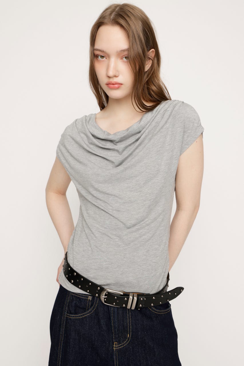 DRAPE NECK CUT トップス T.GRY FREE
