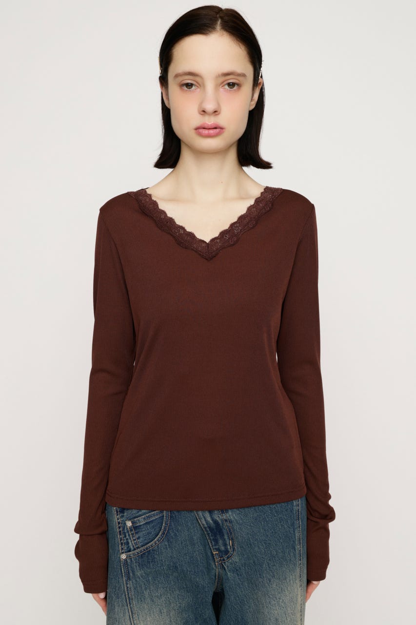 LACE DOCKING CUT トップス BRN FREE