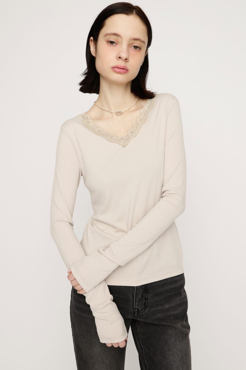 LACE DOCKING CUT トップス IVOY FREE