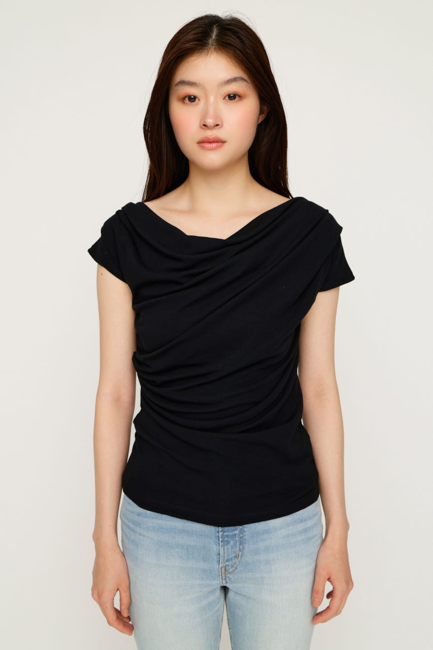 ONE SHOULDER CUT トップス BLK FREE