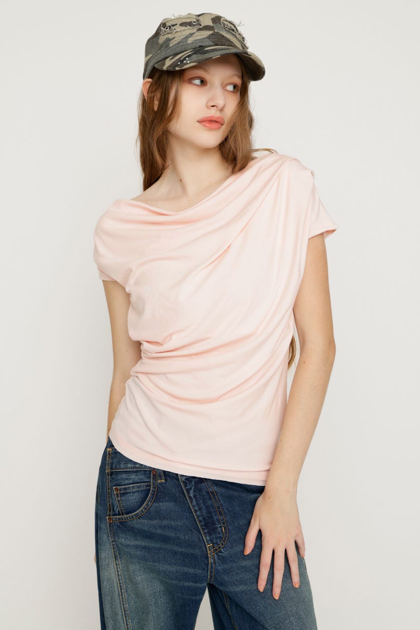 ONE SHOULDER CUT トップス L/PNK FREE