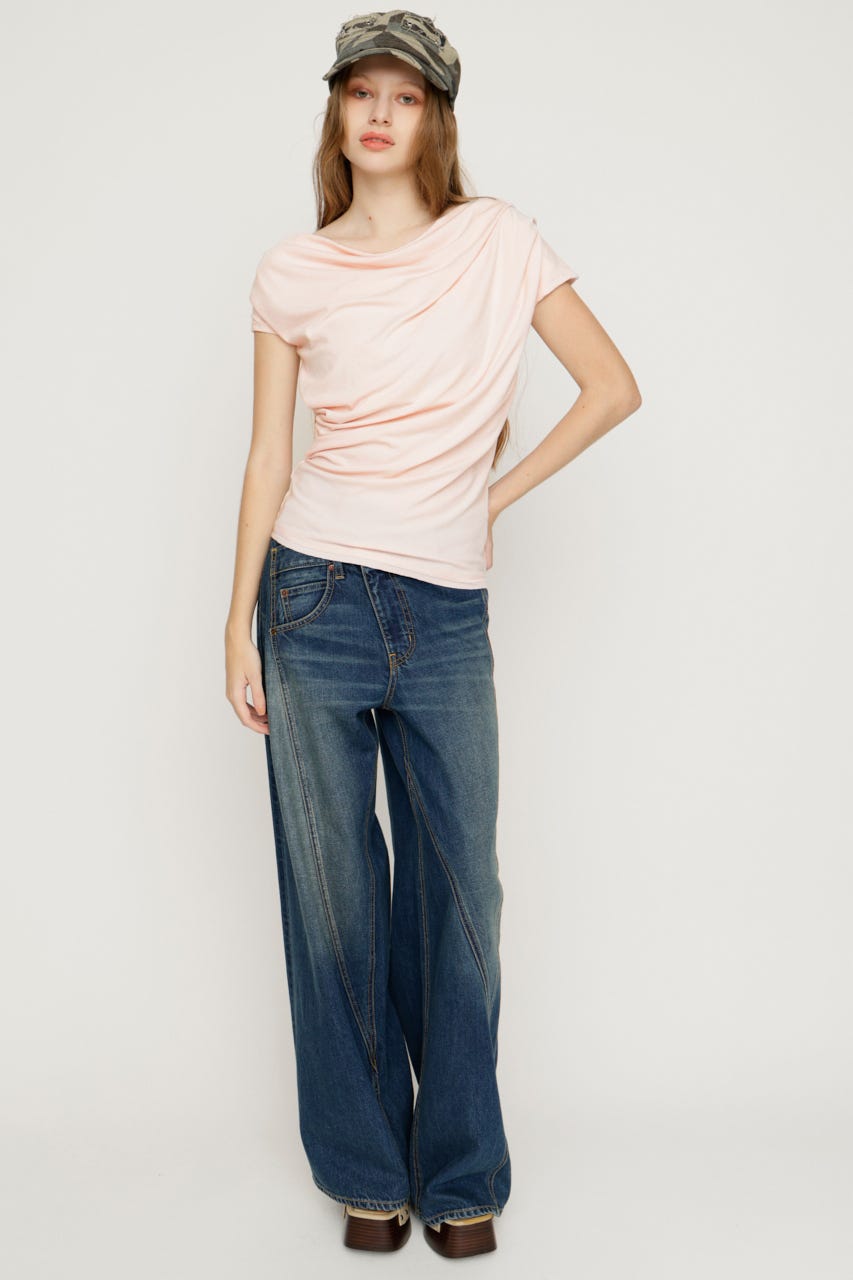 ONE SHOULDER CUT トップス L/PNK FREE