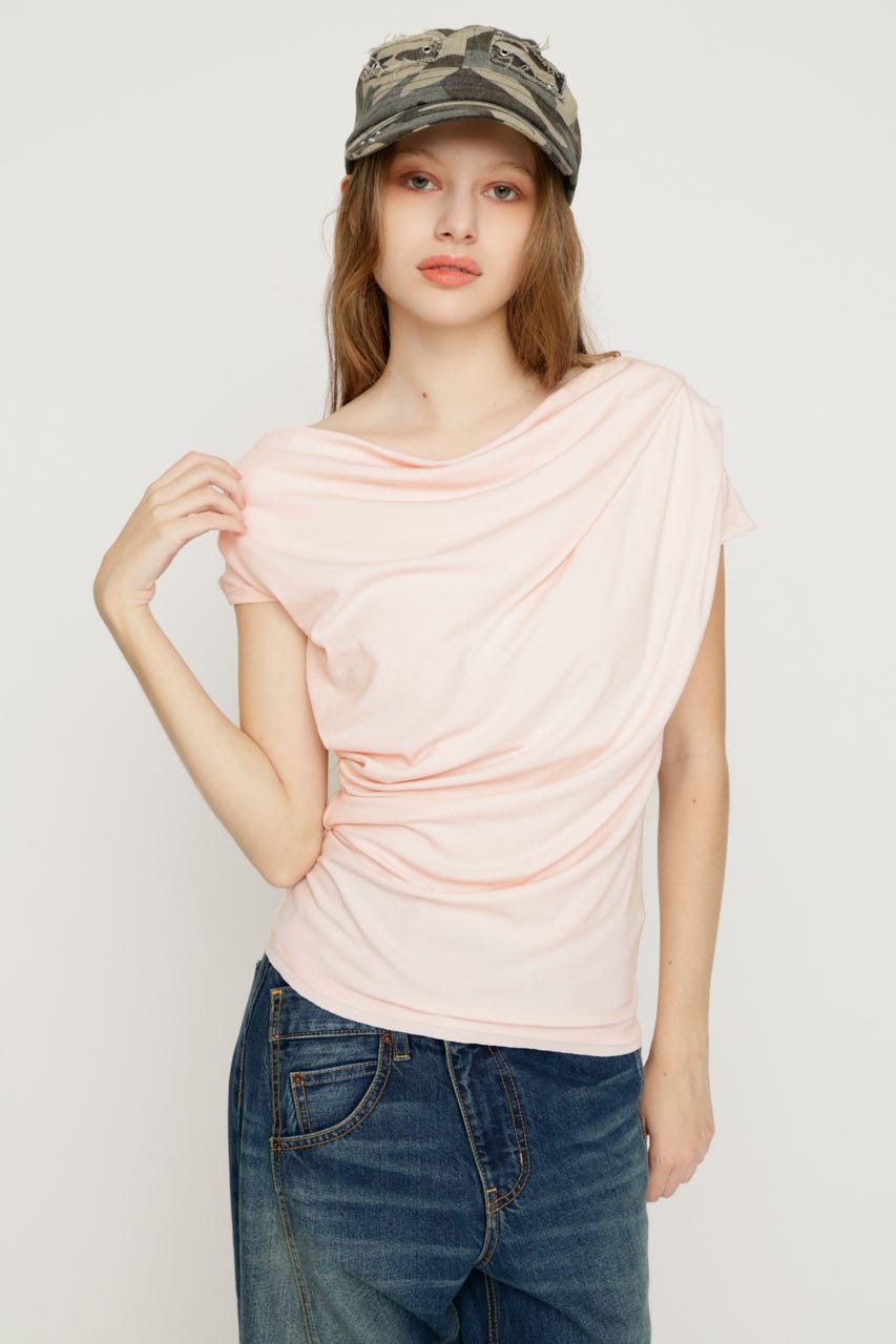 ONE SHOULDER CUT トップス L/PNK FREE