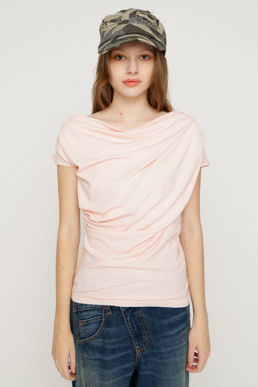 ONE SHOULDER CUT トップス L/PNK FREE