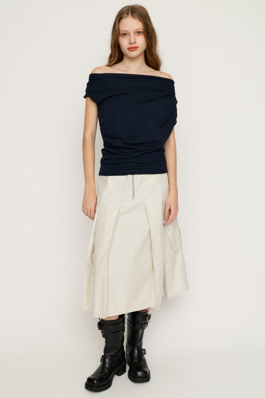 ONE SHOULDER CUT トップス NVY FREE