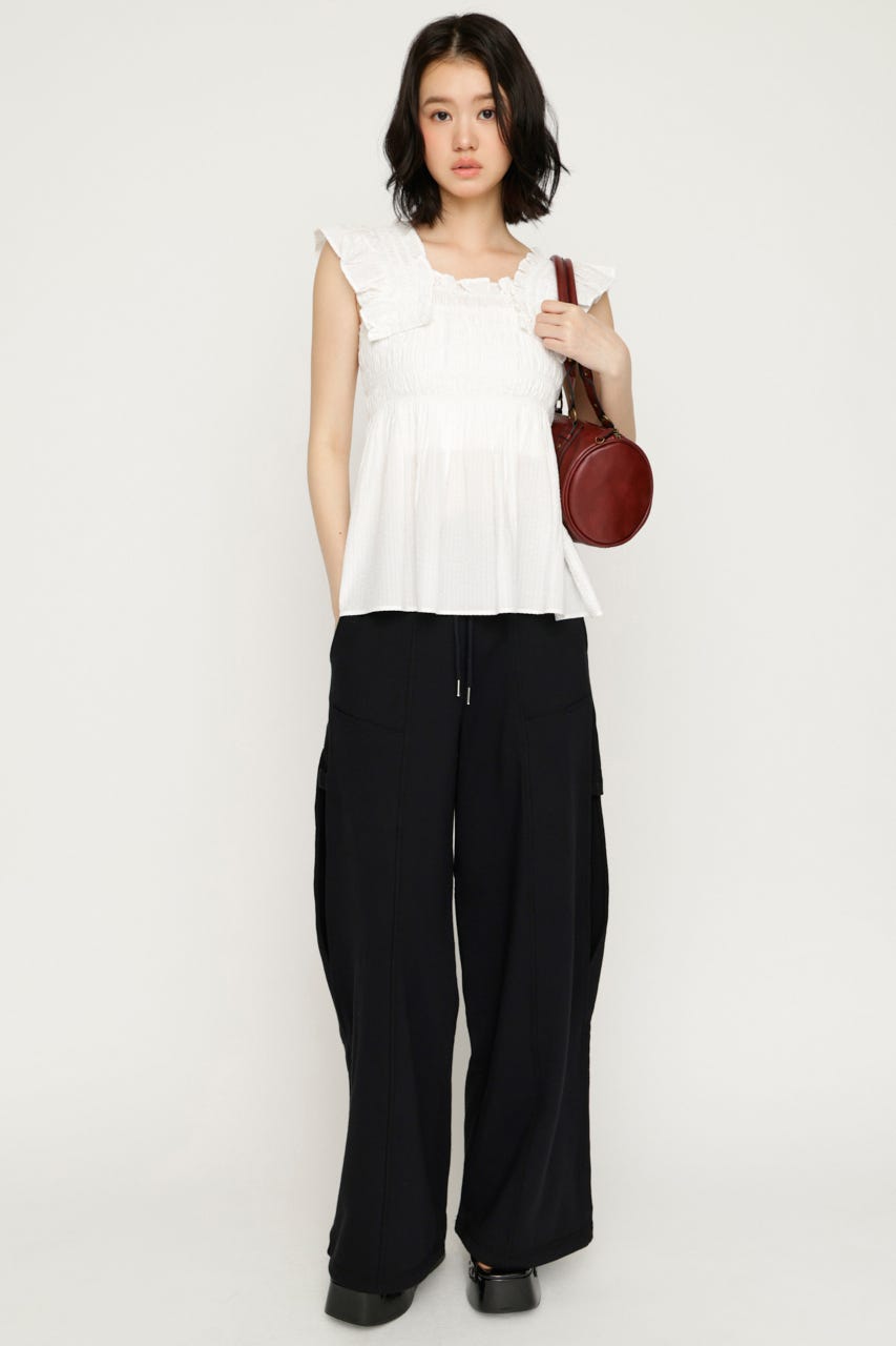 SIDE HOLE CUT パンツ BLK 1
