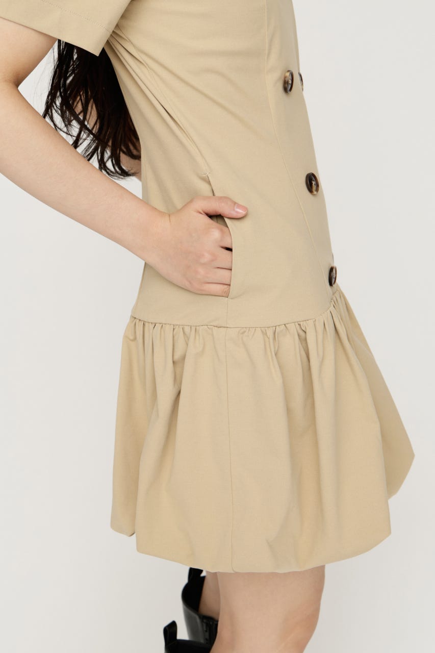 【SNSで話題のアイテムの新色登場！】CUT BALLOON ショートワンピース BEG 2