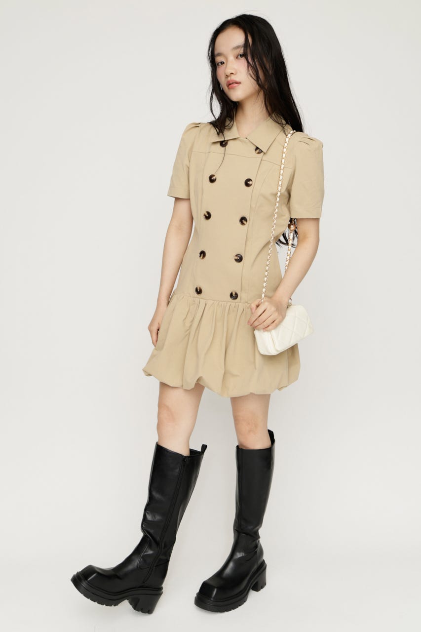 【SNSで話題のアイテムの新色登場！】CUT BALLOON ショートワンピース BEG 2