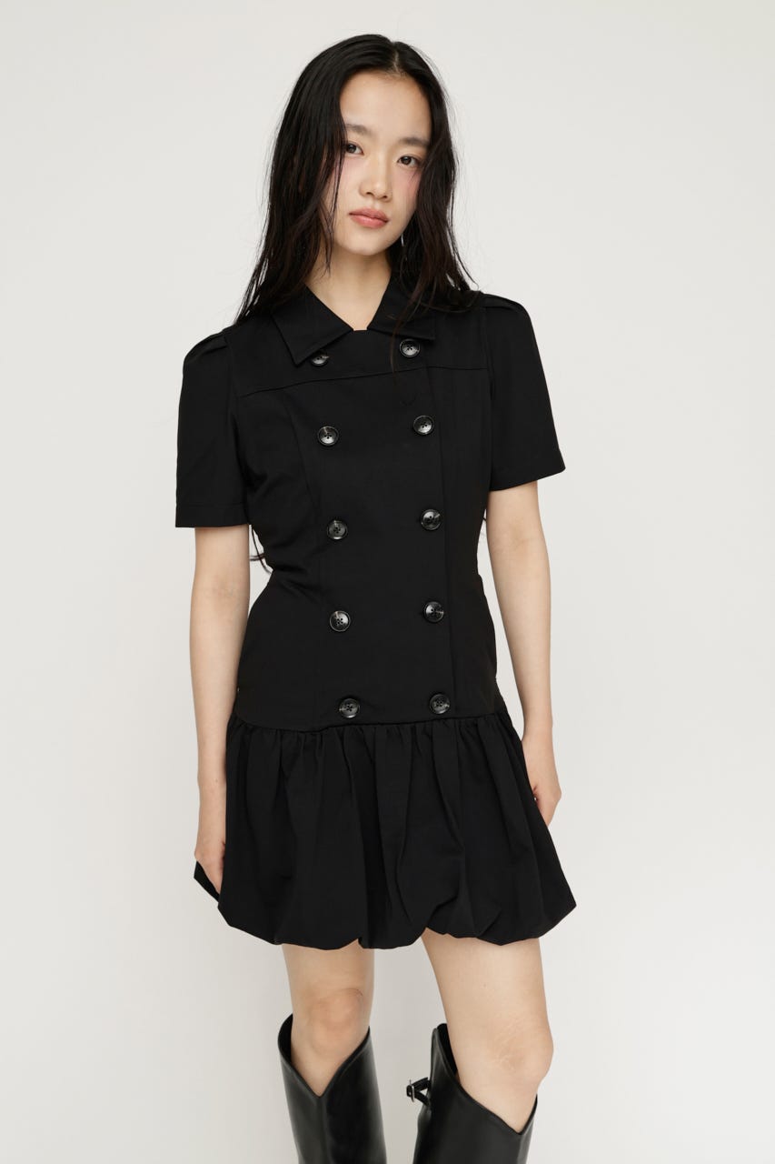 【SNSで話題のアイテムの新色登場！】CUT BALLOON ショートワンピース BLK 1