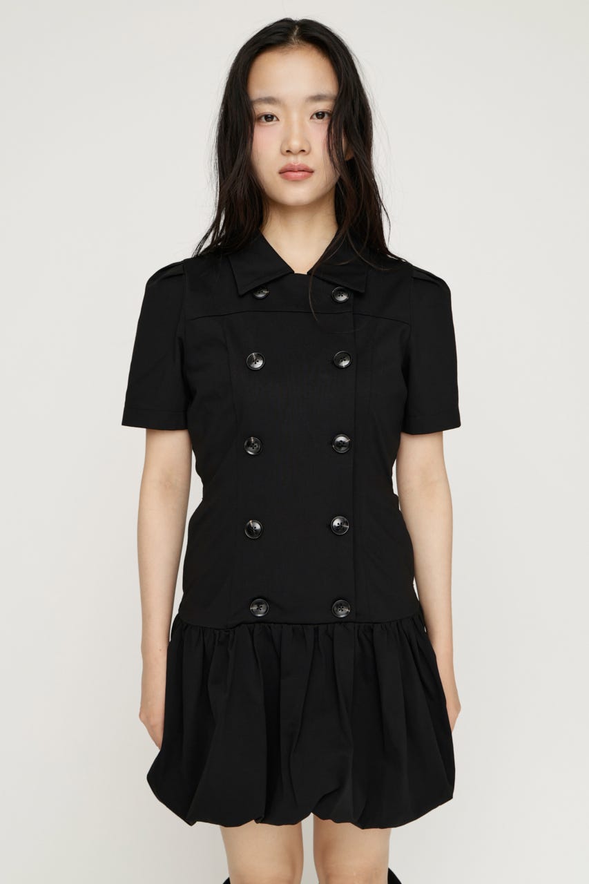 【SNSで話題のアイテムの新色登場！】CUT BALLOON ショートワンピース BLK 1