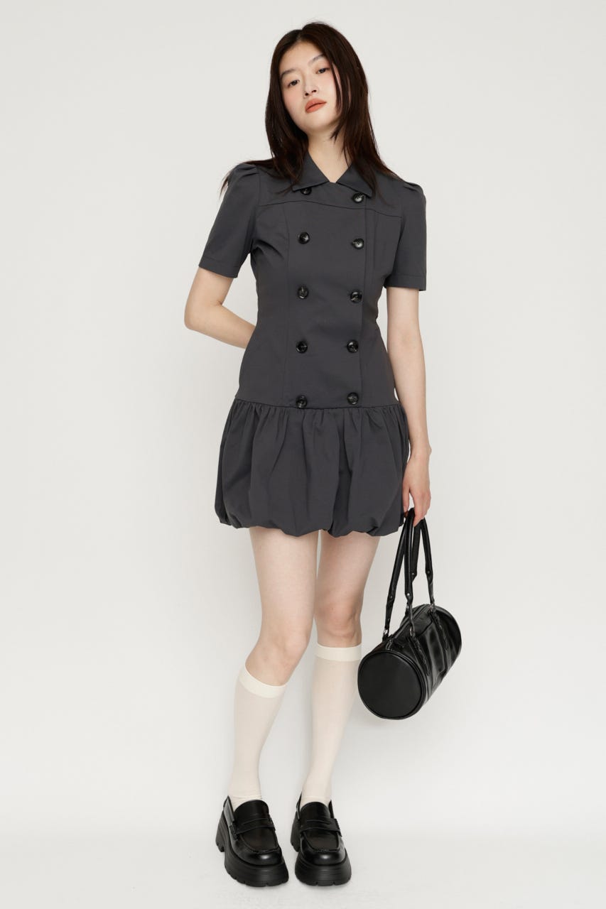 【SNSで話題のアイテムの新色登場！】CUT BALLOON ショートワンピース GRY 2