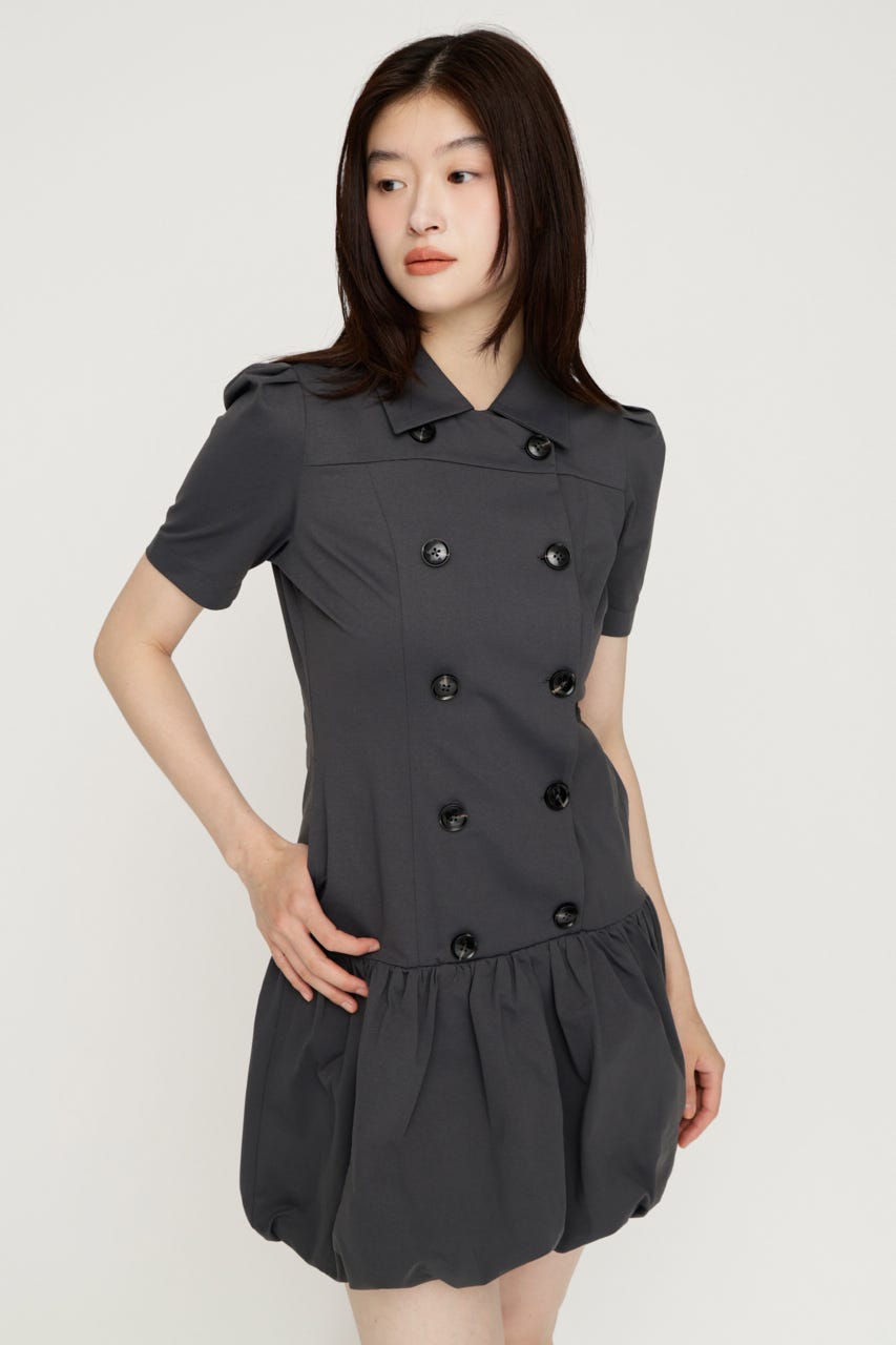 【SNSで話題のアイテムの新色登場！】CUT BALLOON ショートワンピース GRY 2