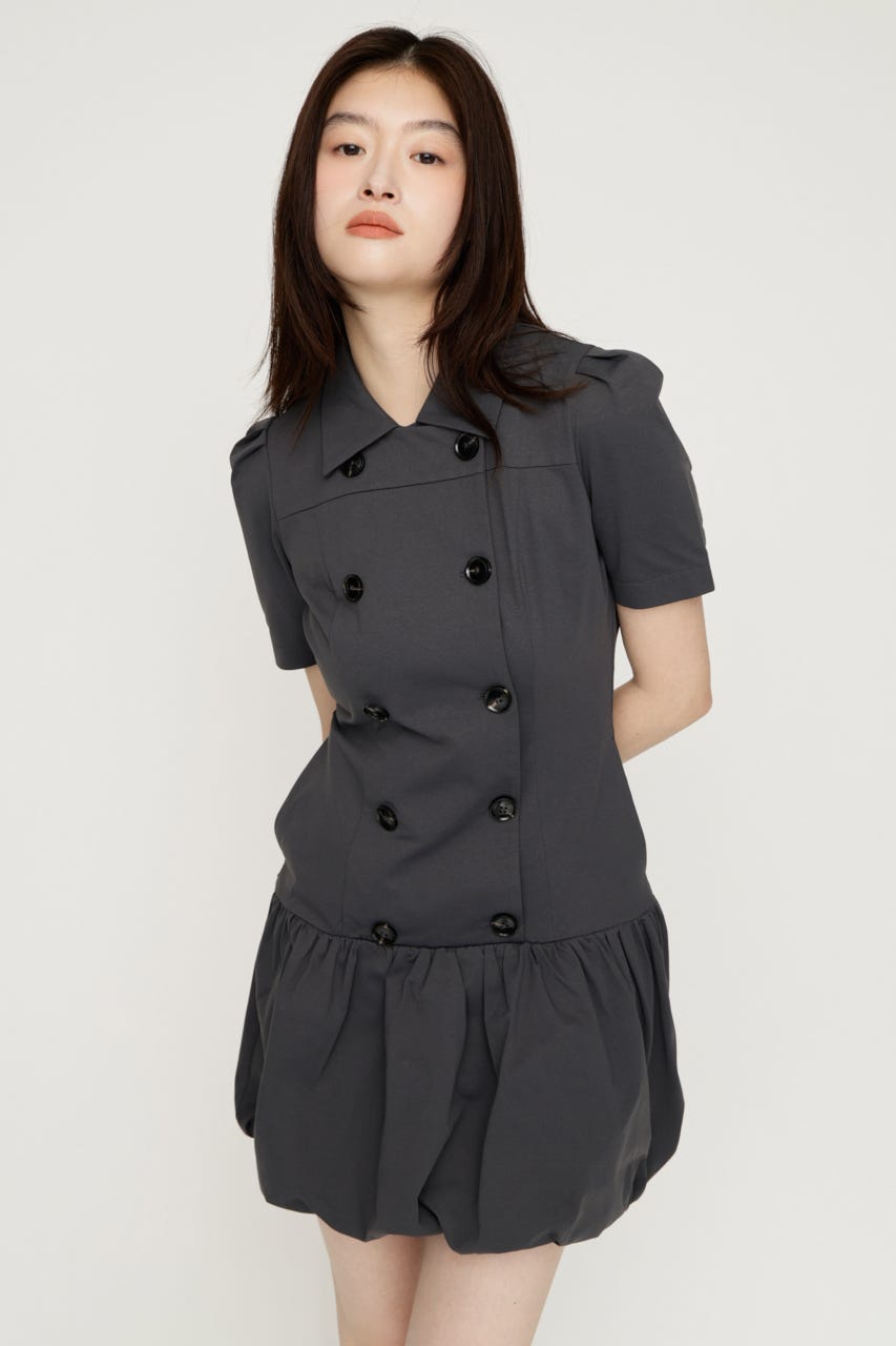 【SNSで話題のアイテムの新色登場！】CUT BALLOON ショートワンピース GRY 2