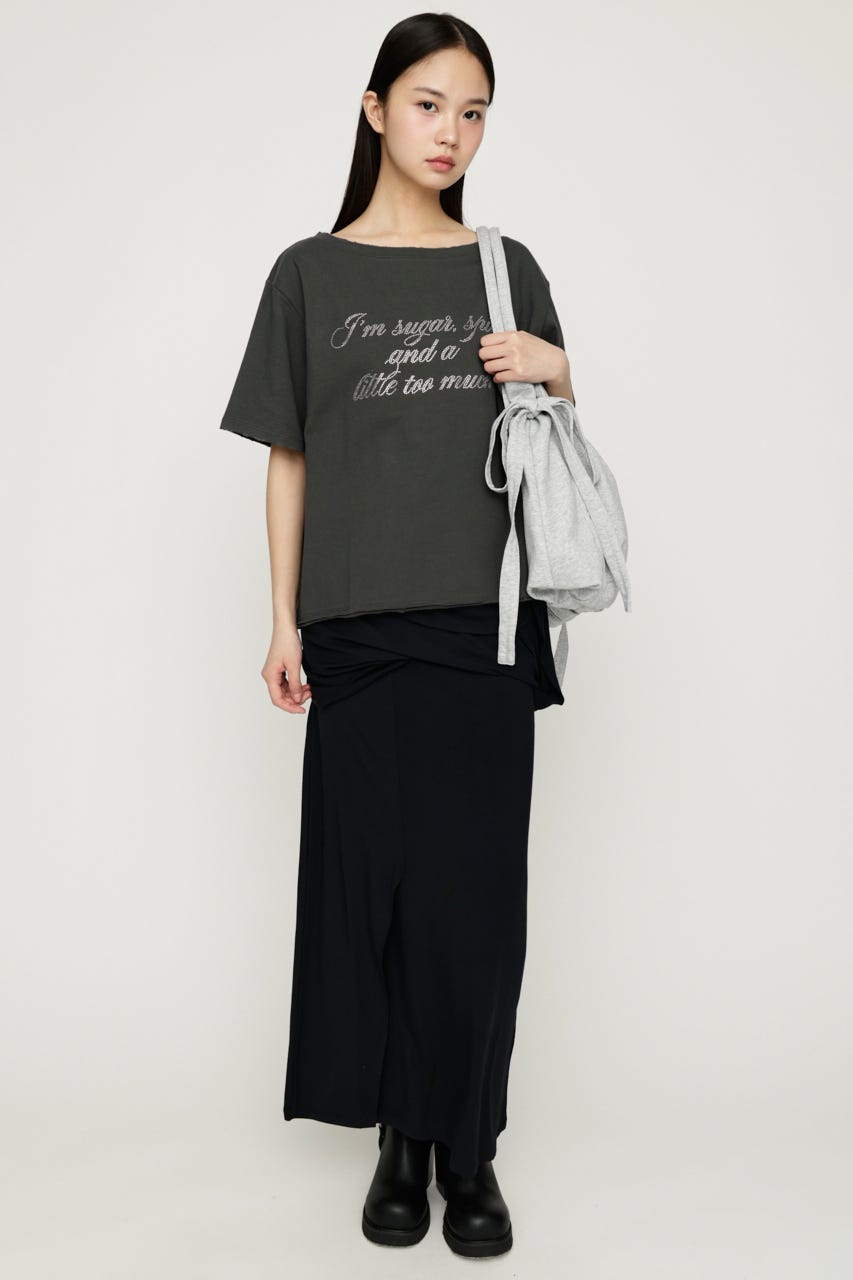 2WAY SHOULDER LOOSE Tシャツ L/BLK FREE