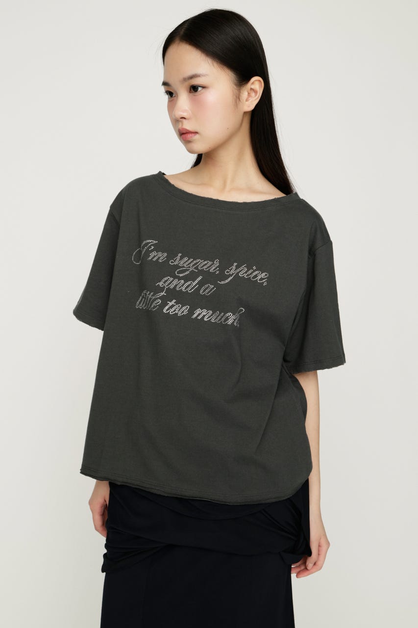 2WAY SHOULDER LOOSE Tシャツ L/BLK FREE