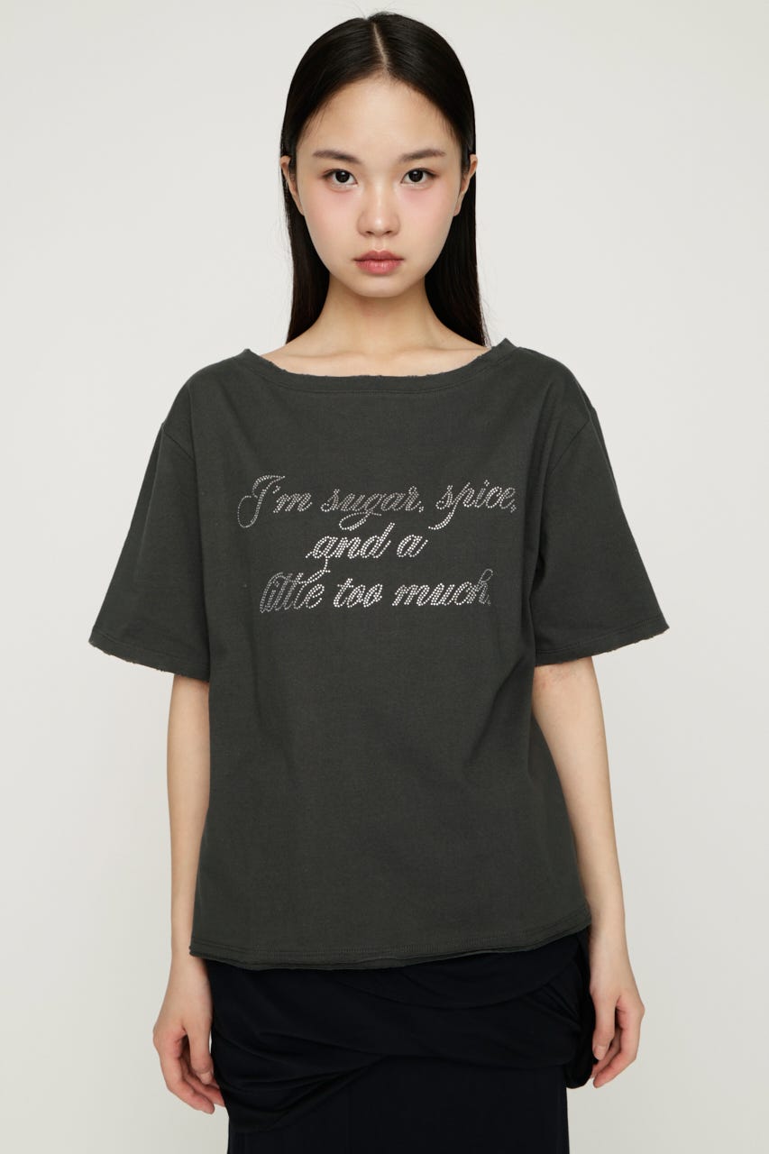 2WAY SHOULDER LOOSE Tシャツ L/BLK FREE