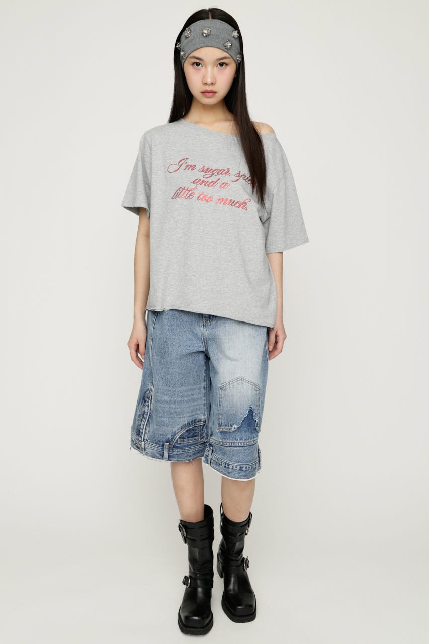 2WAY SHOULDER LOOSE Tシャツ T.GRY FREE