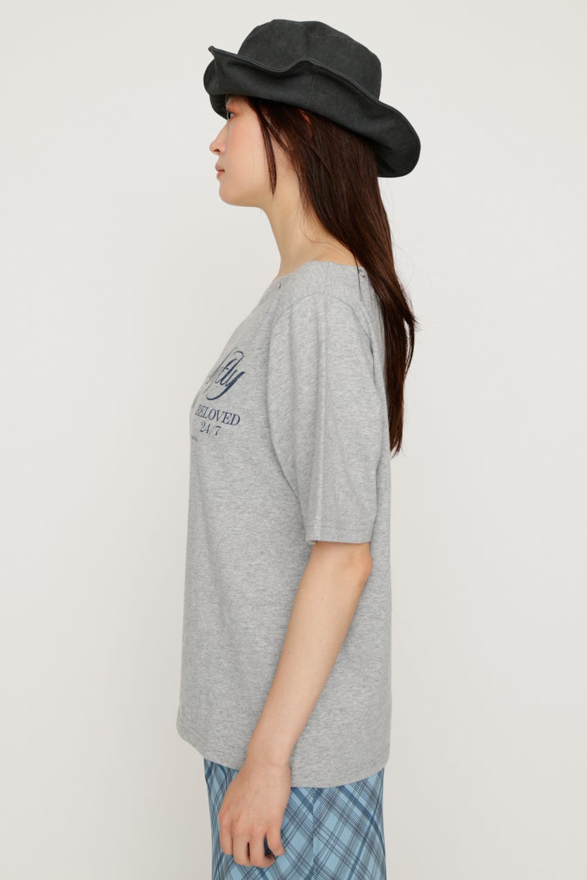ONE SHOULDER PRINT トップス T.GRY FREE