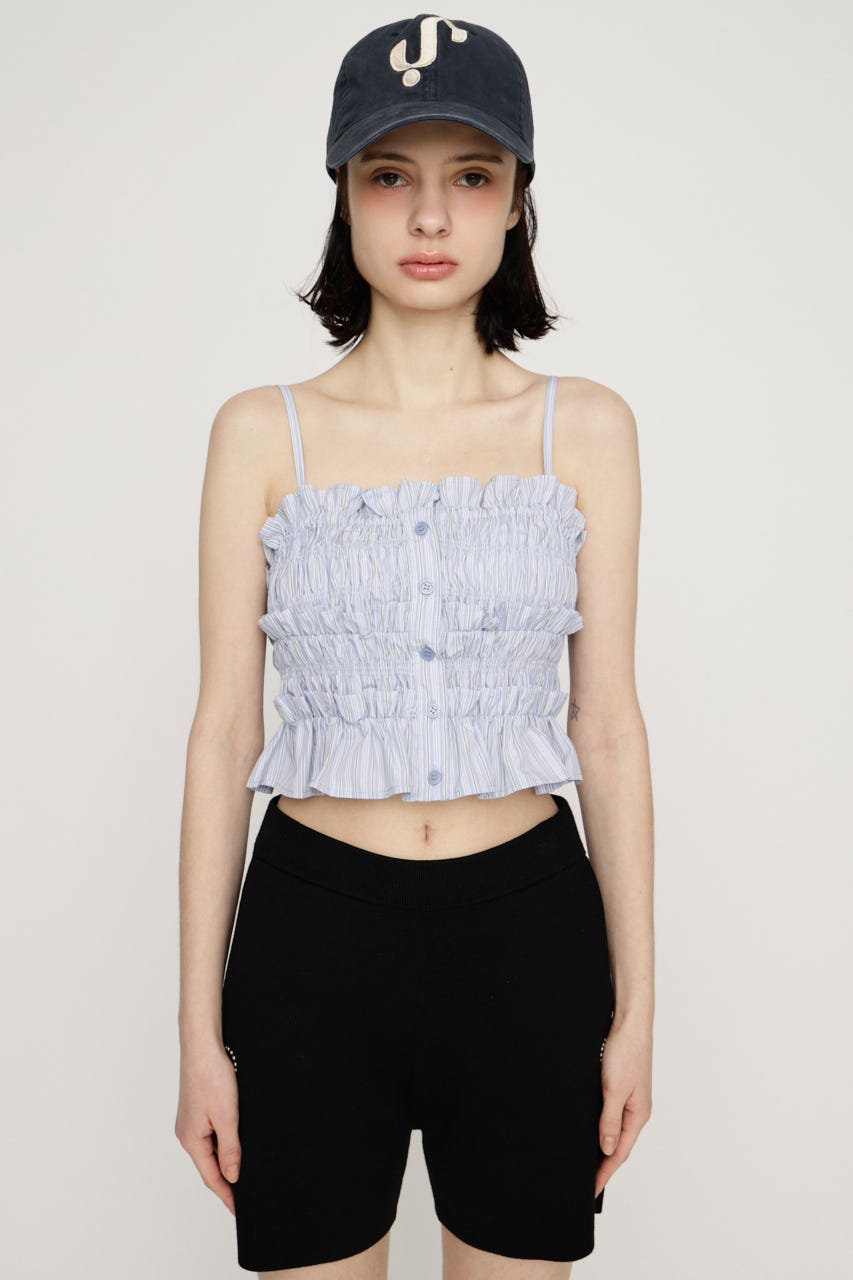 BUSTIER LAYERED GATHER シャツ M/BLU FREE