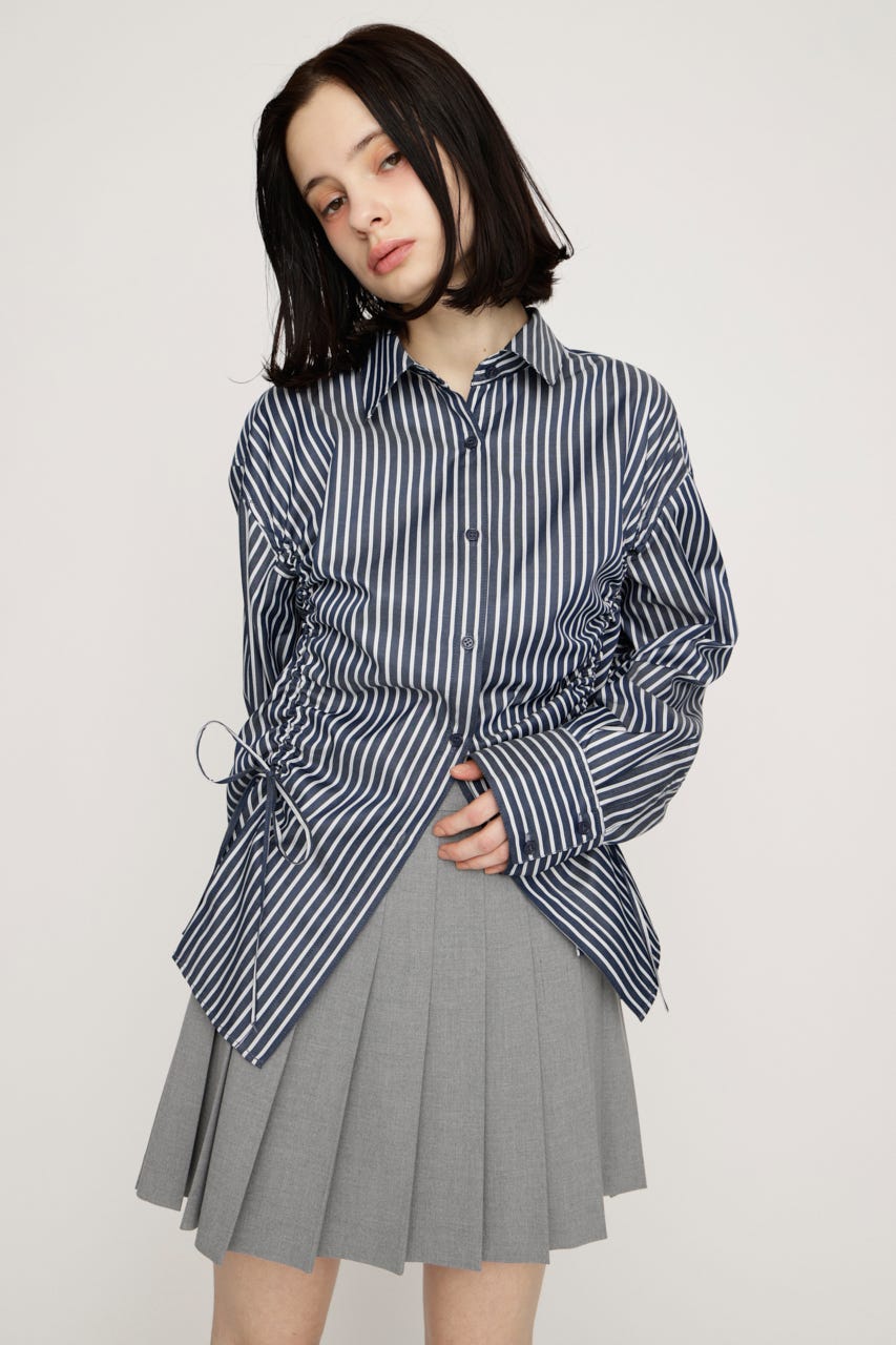 BUSTIER LAYERED GATHER シャツ M/NVY FREE