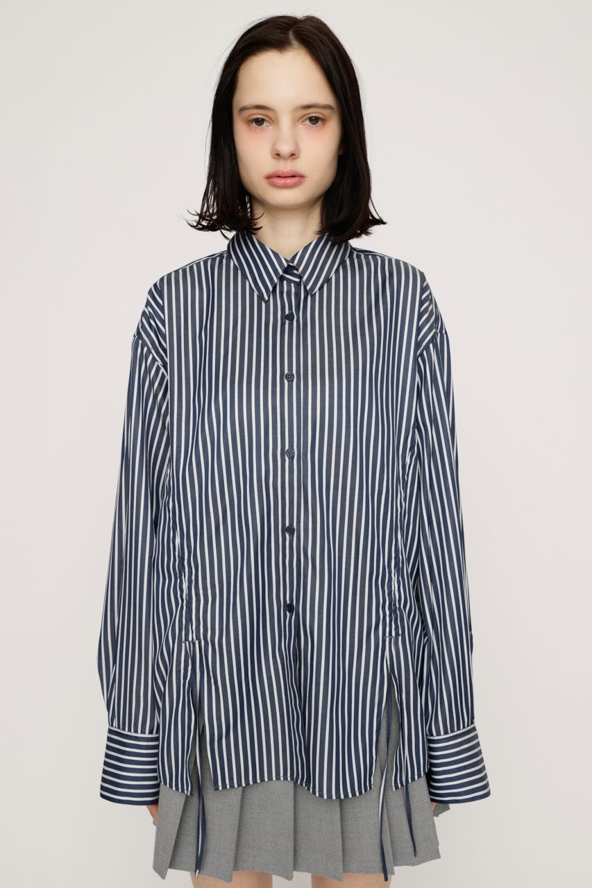 BUSTIER LAYERED GATHER シャツ M/NVY FREE