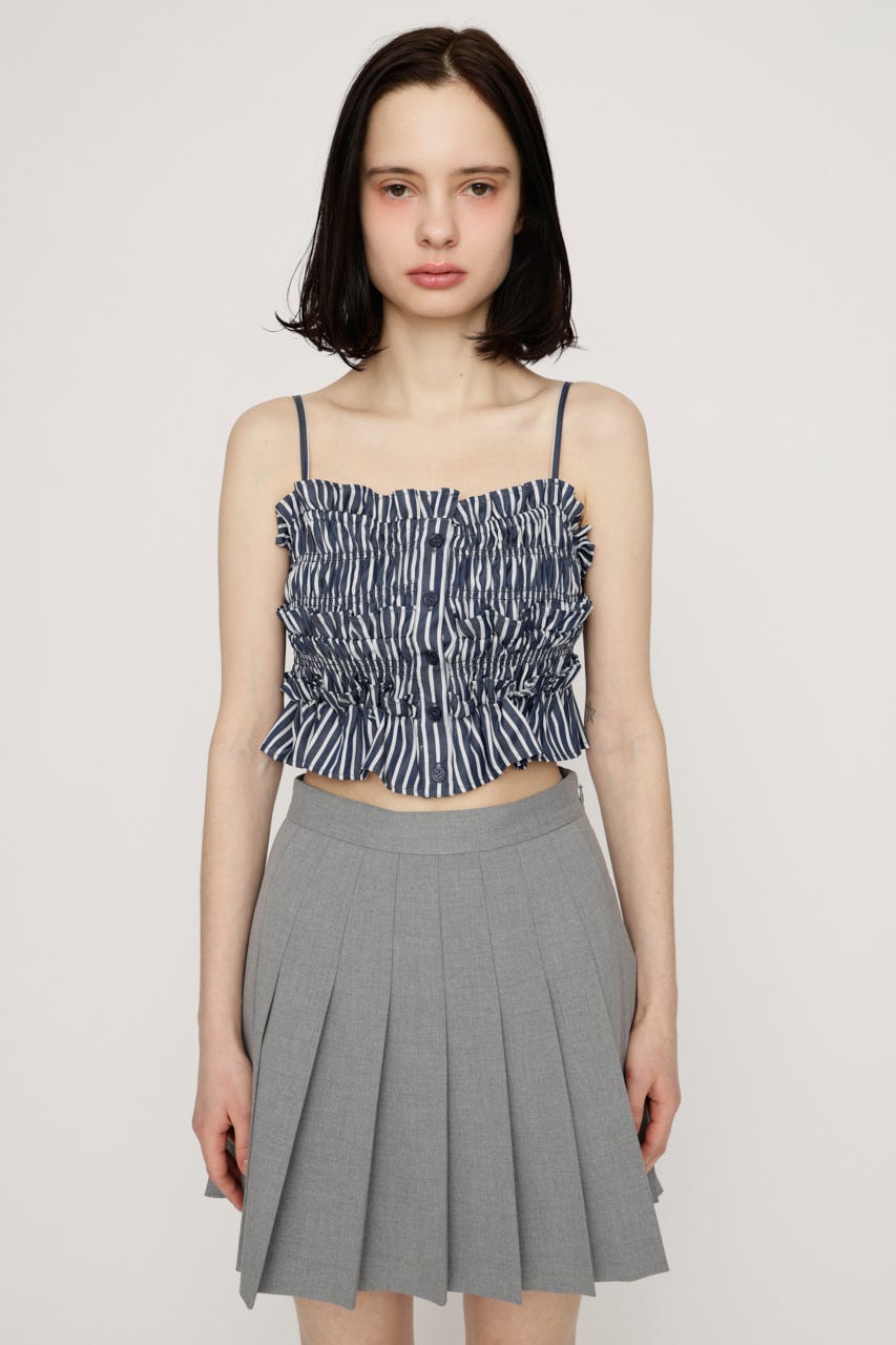 BUSTIER LAYERED GATHER シャツ M/NVY FREE