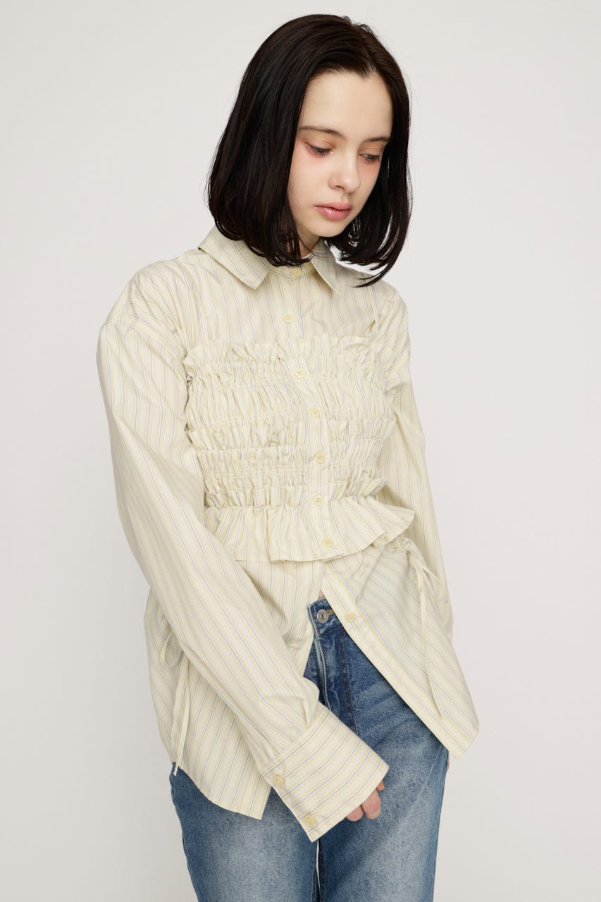 BUSTIER LAYERED GATHER シャツ M/YEL FREE