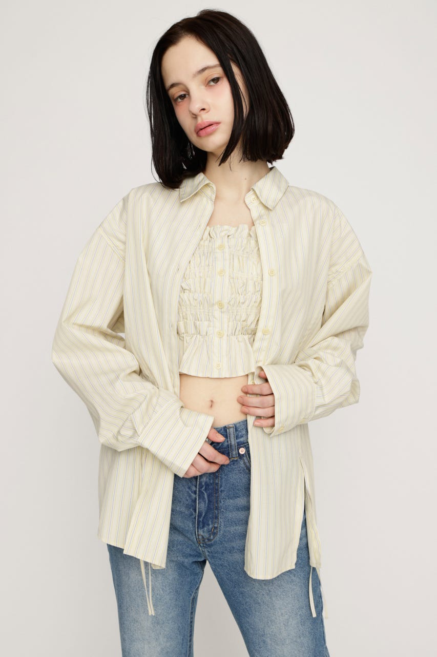 BUSTIER LAYERED GATHER シャツ M/YEL FREE