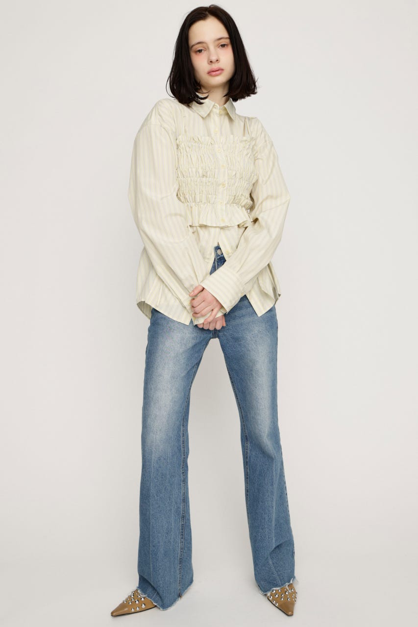 BUSTIER LAYERED GATHER シャツ M/YEL FREE