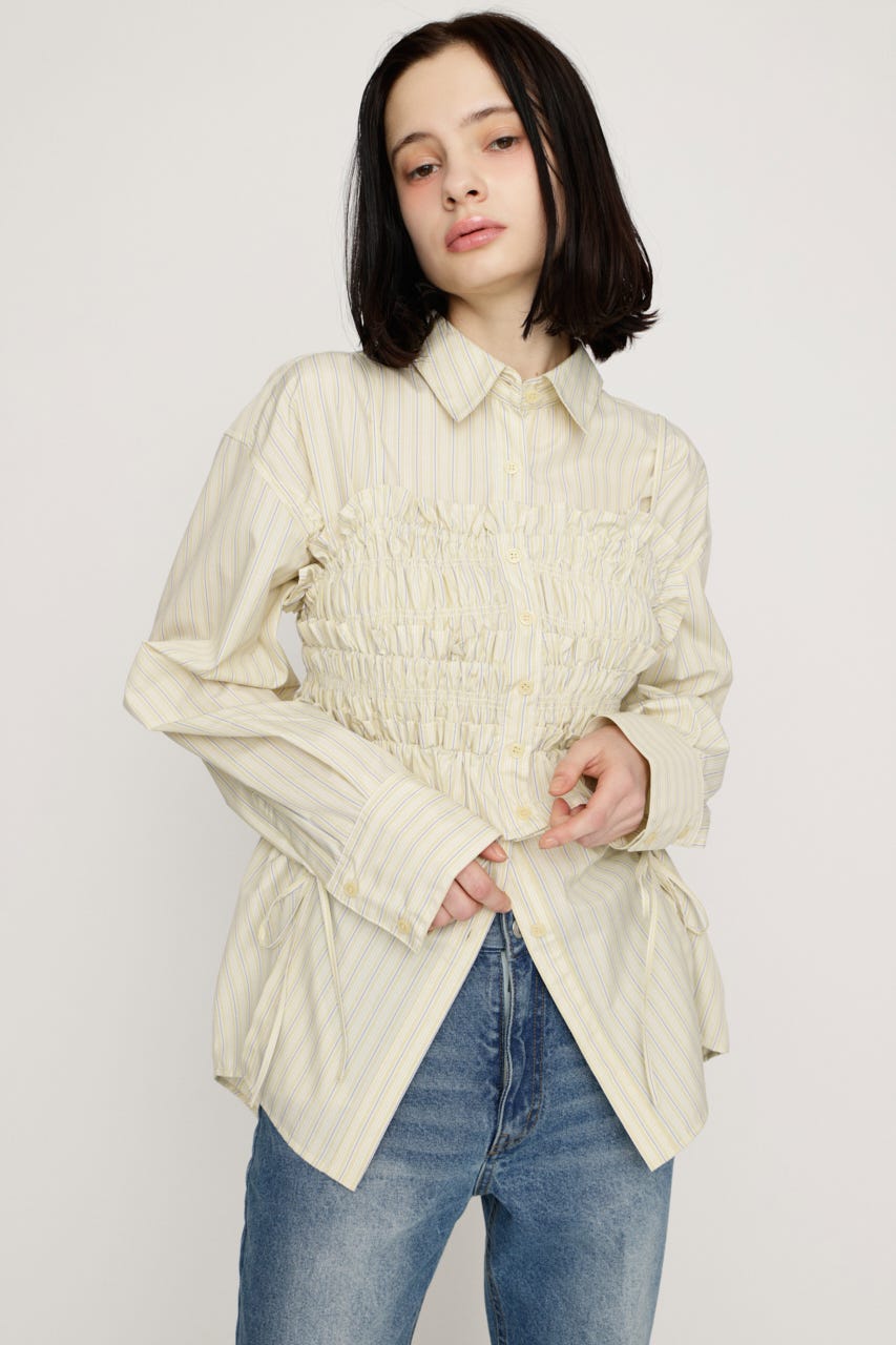 BUSTIER LAYERED GATHER シャツ M/YEL FREE