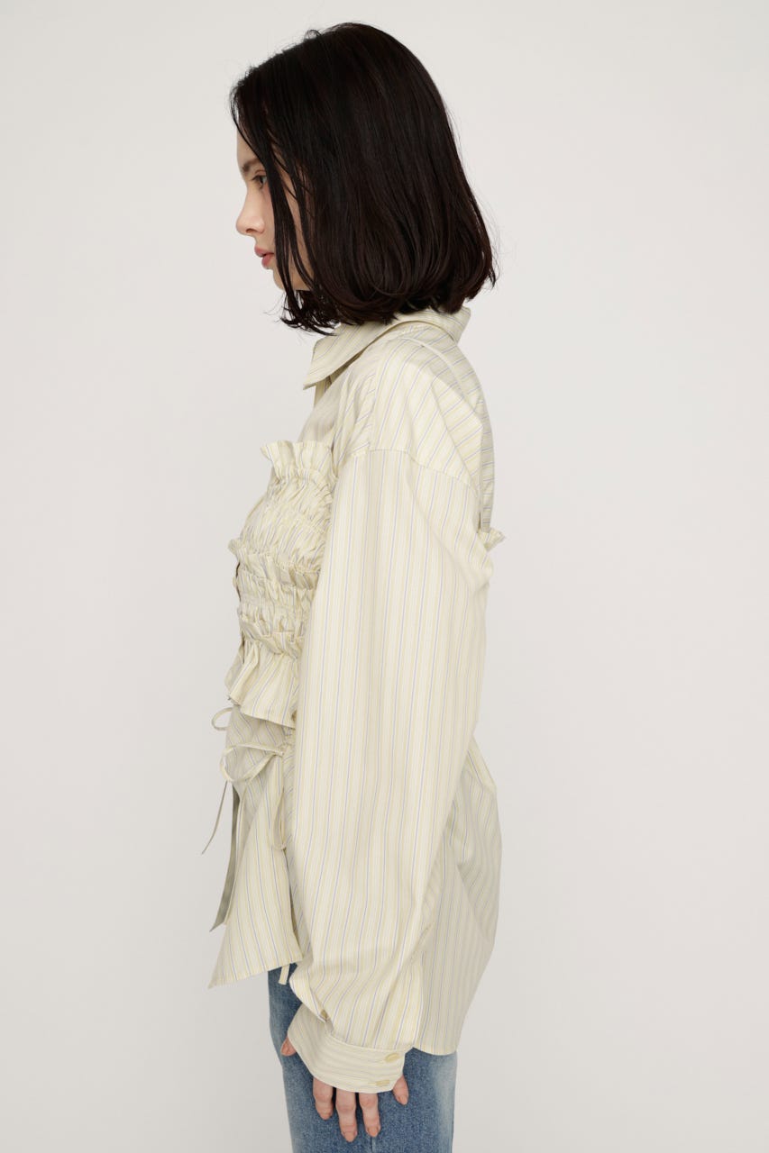 BUSTIER LAYERED GATHER シャツ M/YEL FREE