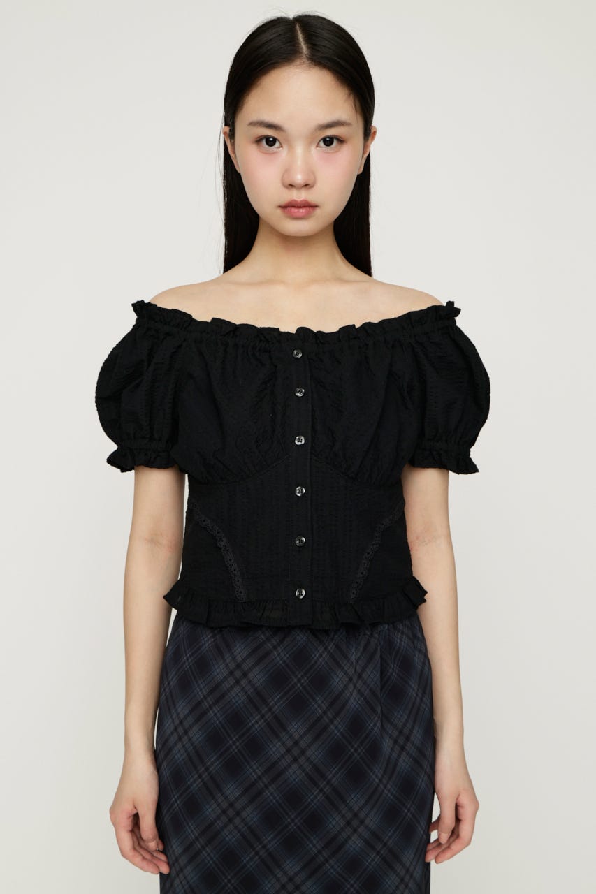 2WAY PUFF SLEEVE トップス BLK FREE