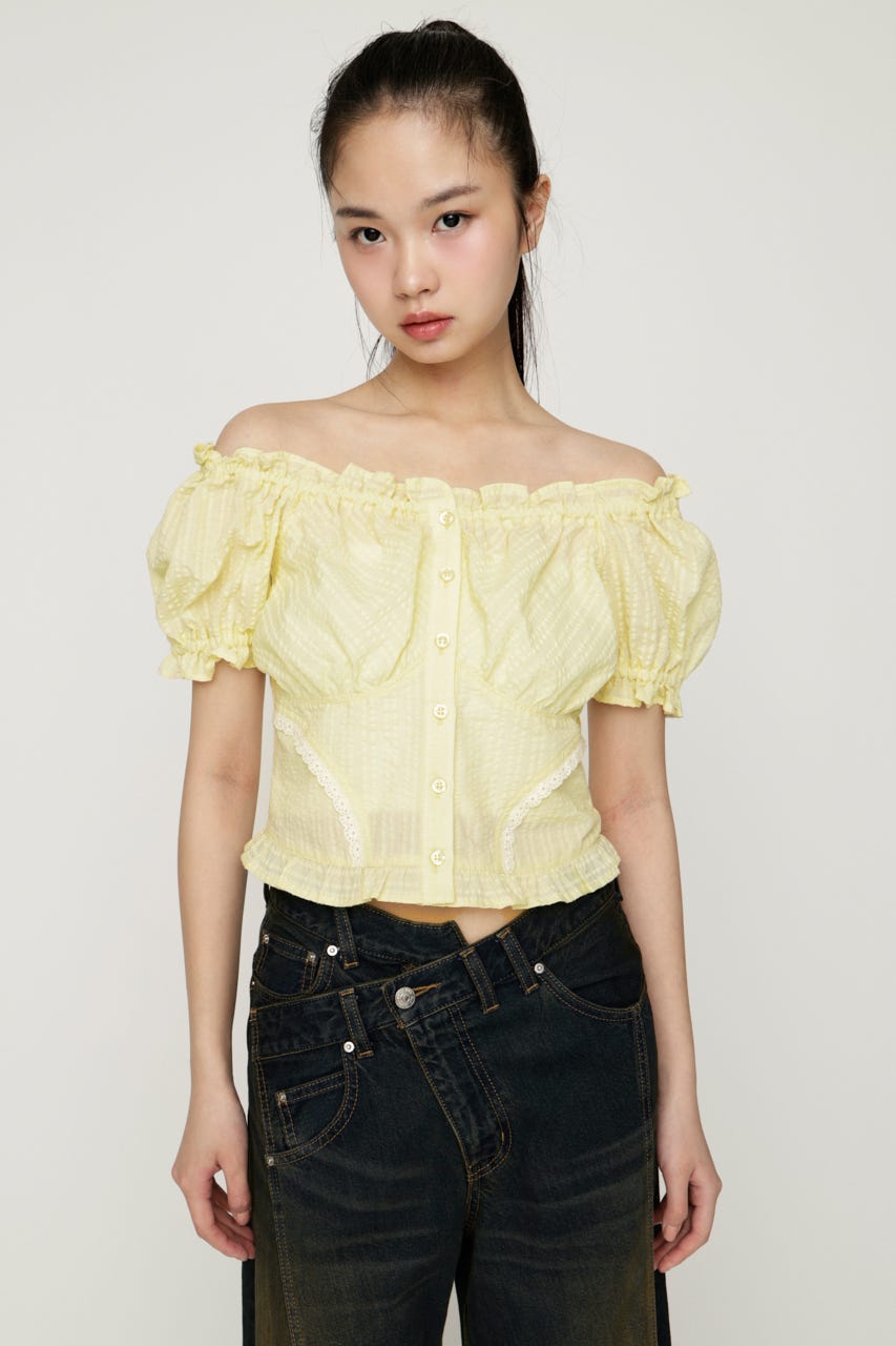 2WAY PUFF SLEEVE トップス L/YEL FREE