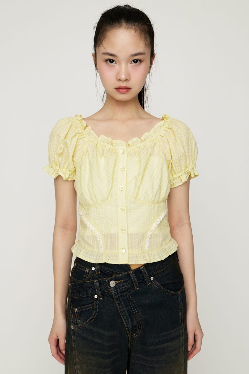 2WAY PUFF SLEEVE トップス L/YEL FREE