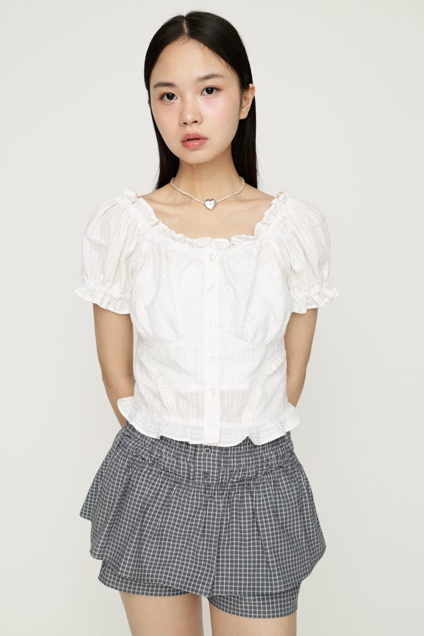 2WAY PUFF SLEEVE トップス O/WHT FREE