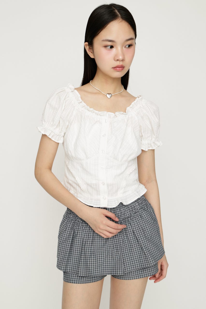 2WAY PUFF SLEEVE トップス O/WHT FREE