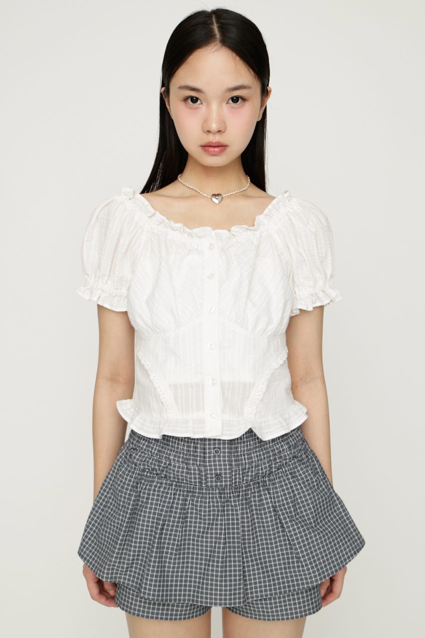 2WAY PUFF SLEEVE トップス O/WHT FREE