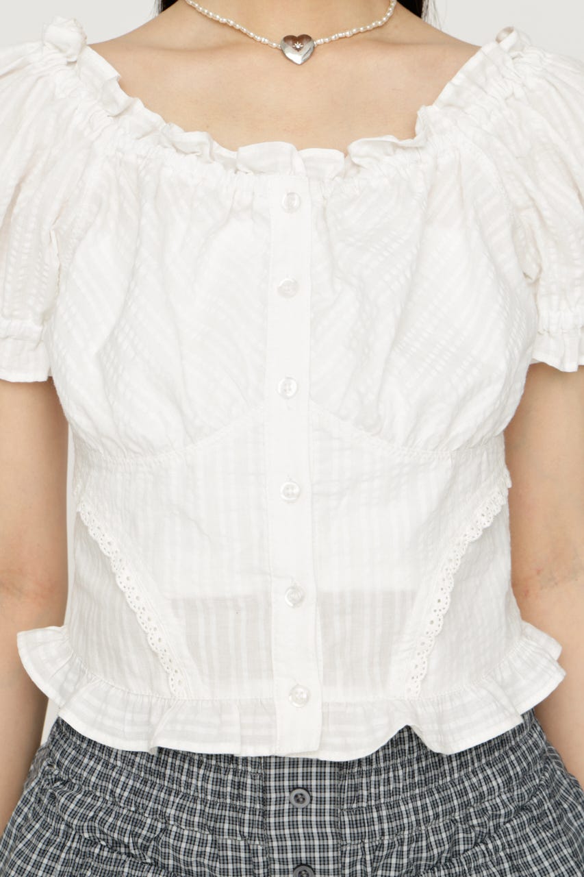 2WAY PUFF SLEEVE トップス O/WHT FREE