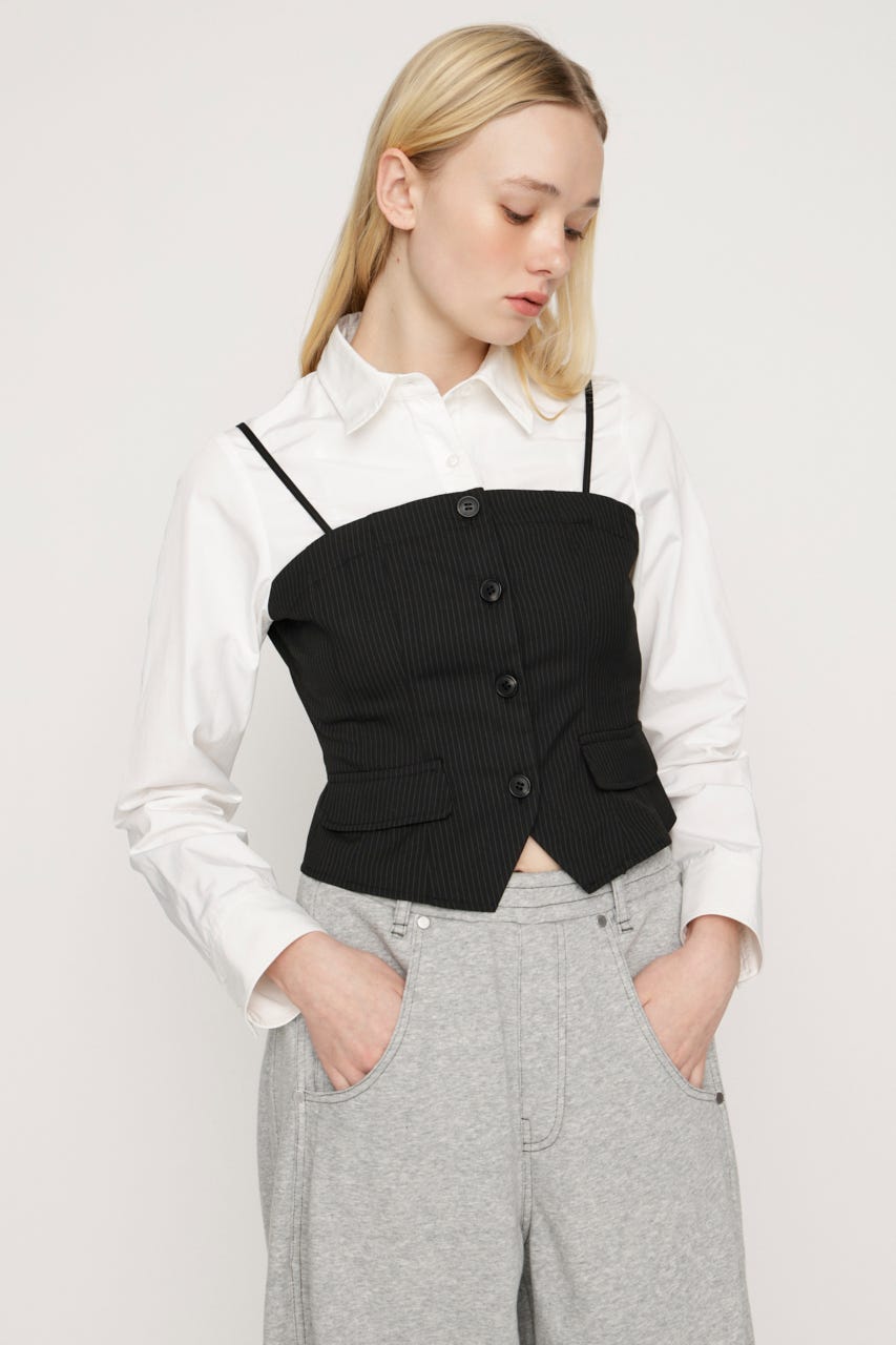 BUSTIER LAYERED LIKE SH トップス BLK FREE
