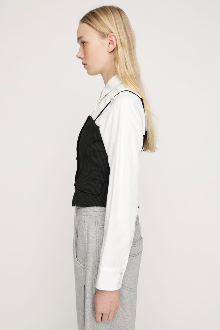 BUSTIER LAYERED LIKE SH トップス BLK FREE