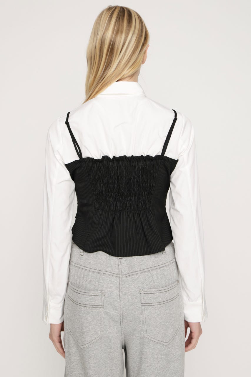 BUSTIER LAYERED LIKE SH トップス BLK FREE