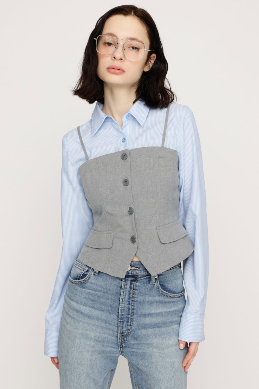 BUSTIER LAYERED LIKE SH トップス GRY FREE
