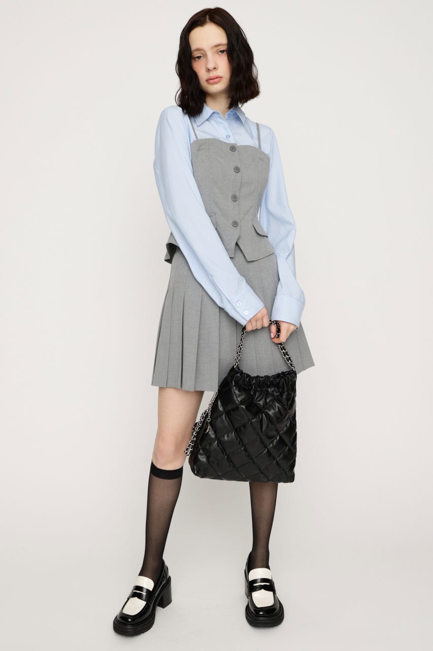 BUSTIER LAYERED LIKE SH トップス GRY FREE