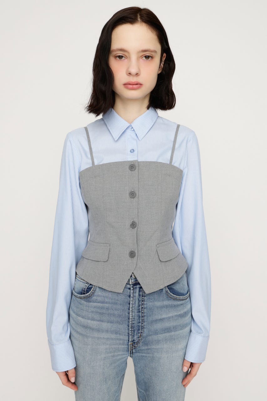 BUSTIER LAYERED LIKE SH トップス GRY FREE
