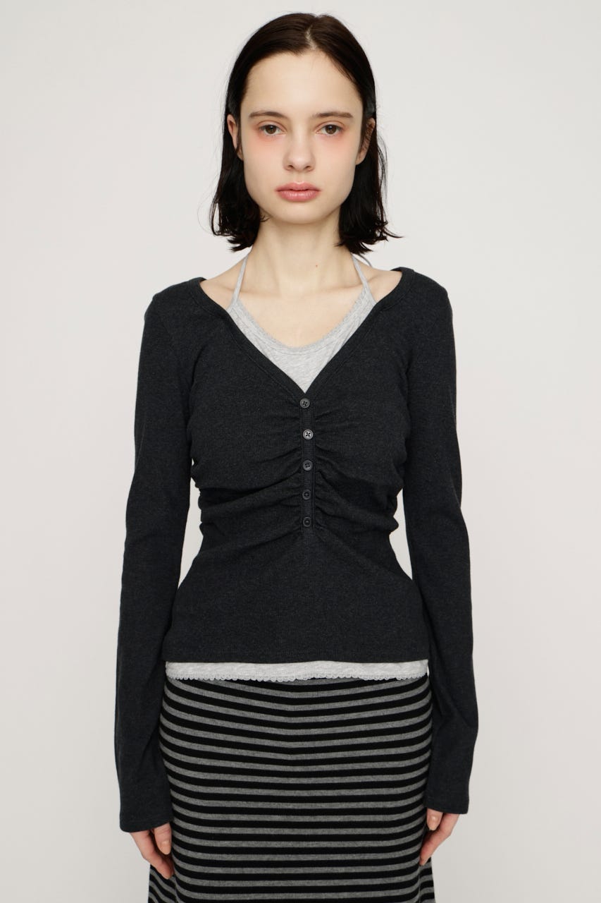 LAYERED LIKE CUT トップス L/BLK FREE