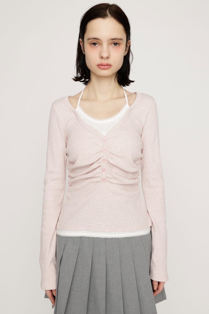 LAYERED LIKE CUT トップス L/PNK FREE